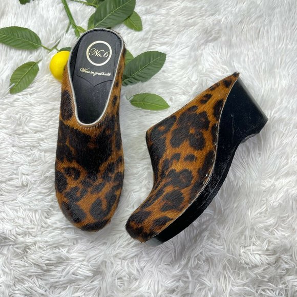 No. 6 Shoes - No. 6 Store Old School Clogs Wedge Luxe Leopard 41